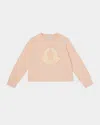 Moncler Girl's Sweatshirt W/ Studded Logo-bell In Light Pink
