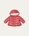Moncler Girl's Tazui Ruffled Down Jacket In Pink