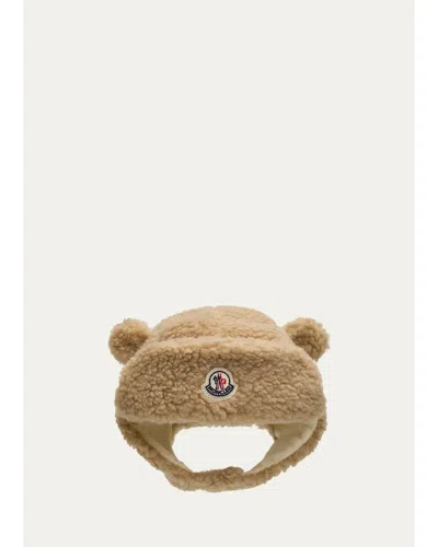 Moncler Kids' Girl's Teddy Cap With Earflaps In Brown