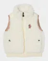 Moncler Girl's Teddy Fleece Down Vest In Neutral