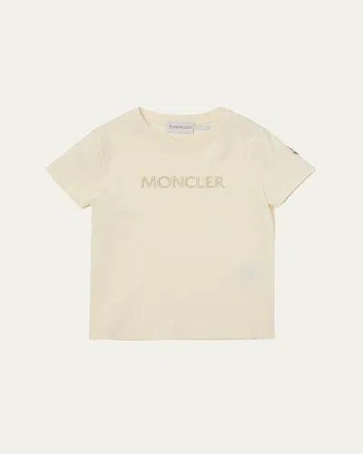 Moncler Kids' Girl's Tonal Embroidered Logo Short-sleeve T-shirt In Neutral