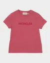 Moncler Girl's Tonal Embroidered Logo Short-sleeve T-shirt In Pink