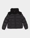 Moncler Girl's Vard Down Jacket With Faux Fur In Black