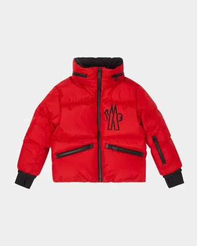 Moncler Kids' Girl's Verdons Logo-print Jacket In Red