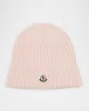 Moncler Girl's Virgin Wool Beanie In Pink