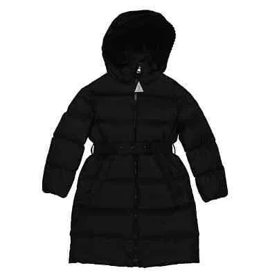 Pre-owned Moncler Girls Black Chalain Long Down Puffer Coat