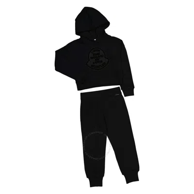 Moncler Kids'  Girls Black Kinder Cotton Logo Patch Tracksuit