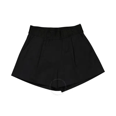 Moncler Kids'  Girls Black Logo Band Stretch Cotton Shorts