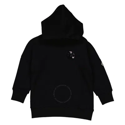 Moncler Girls Black Sequin Logo Hooded Jumper