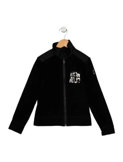 Pre-owned Moncler Kids' Girls Branded Zip Closure Jacket In Black