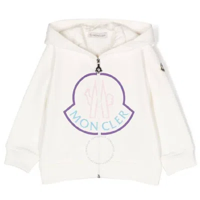 Moncler Girls Classic Hood Logo-print Hoodie In White