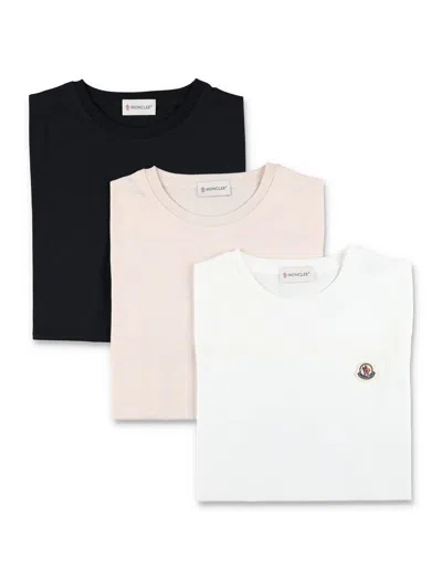 Moncler Girls Cotton Jersey T-shirt Set Of 3 In Multi