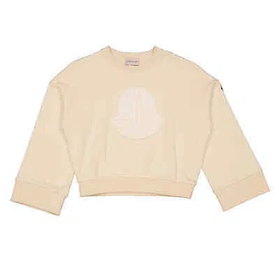Pre-owned Moncler Girls Cream Long Sleeve Logo Patch Cotton Sweatshirt In White