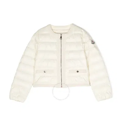 Moncler Girls Crew Neck Padded Jacket In White