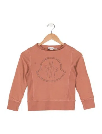 Pre-owned Moncler Kids' Girls Crystal Embellished Crewneck Sweatshirt In Pink