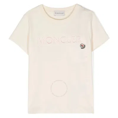 MONCLER MONCLER GIRLS EMBROIDERED LOGO COTTON JERSEY T-SHIRT