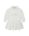 Moncler Girls' Embroidered Logo Long Sleeve Cotton Polo Dress - Baby, Little Kid In White