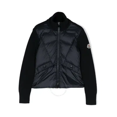 Moncler Girls Feather-down High-neck Padded Jacket In Black