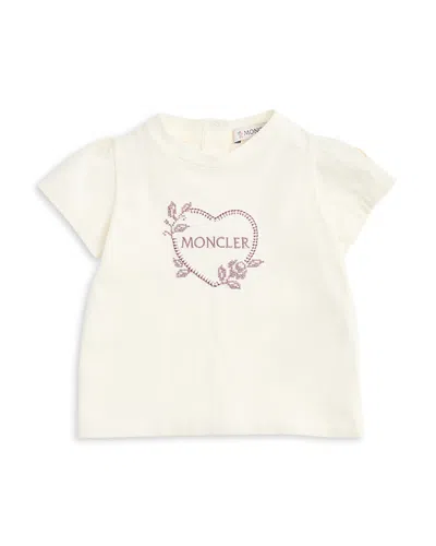 Moncler Girls' Heart Logo Tee - Baby, Little Kid In White