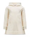 Moncler Cream Hooded Rhinestone-embellished Logo Cotton-jersey Dress 4-10 Y In Cream