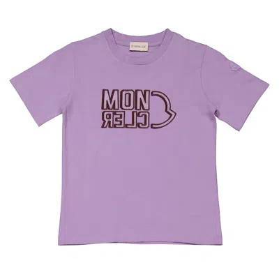Moncler Girls Lavender Cotton Logo T-shirt In Purple
