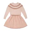 Moncler Girls Light Pink Fair Isle-knit Dress In Pink