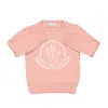 MONCLER MONCLER GIRLS LIGHT PINK MAGLIA TRICOT LOGO WOOL AND CASHMERE JUMPER