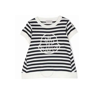 Moncler Girls Logo-embroidered Striped T-shirt In Beige