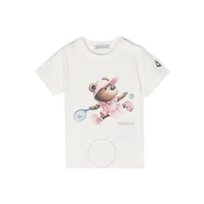 Moncler Girls Logo-print Bear-motif Stretch-cotton T-shirt In Beige