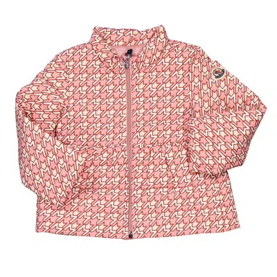 Moncler Girls Logo Print Puffer Jacket In Pink