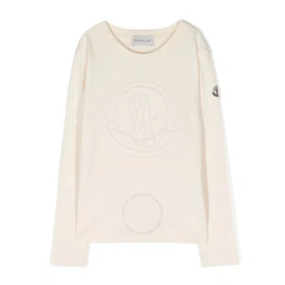 Moncler Girls Mascotte Logo-applique Cotton T-shirt In White