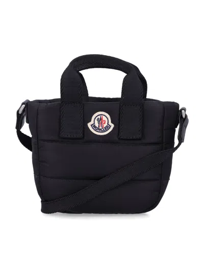 Moncler Girls Mini Quilted Tote Bag With Crossbody Strap In Black
