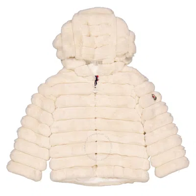 Moncler Girls Natural Latife Faux-fur Quilted Jacket In White