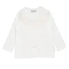 Moncler Girls Natural Logo Embroidered Long-sleeved T-shirt