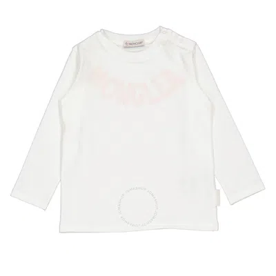 Moncler Kids'  Girls Natural Logo Embroidered Long-sleeved T-shirt In White