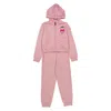 Moncler Girls Pink Logo Embroidered Knitted Wool Set In Pink