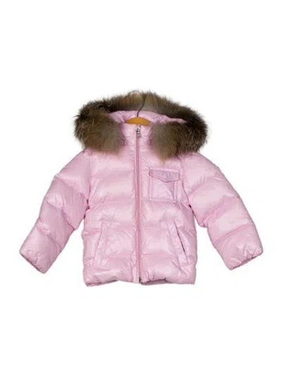 Pre-owned Moncler Babies' Girls' Pink Zip Up Coat.