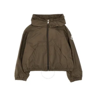 Moncler Girls Prague Hooded Polyamide Jacket In Beige