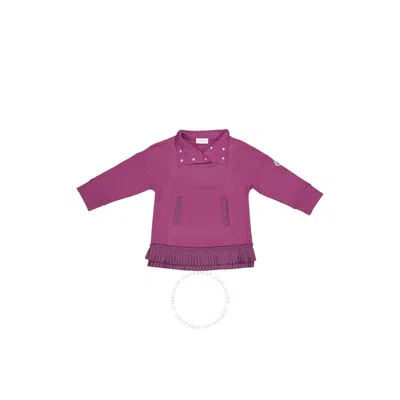 Moncler Kids'  Girls Purple High Neck Ruffle-detail Fleece Dress