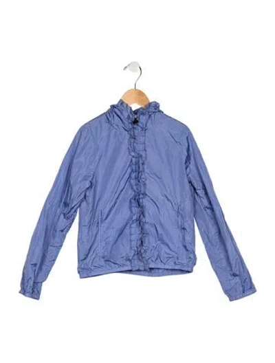 Pre-owned Moncler Kids' Girls Ruffle Embellished Zip Closure Jacket In Purple