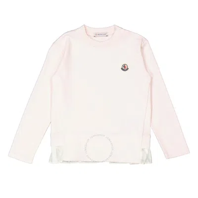 Moncler Girls Ruffle-trim Logo Patch Long-sleeve T-shirt In Neutral