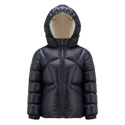 Moncler Girls Seine Logo-patch Padded Hooded Jacket In Blue