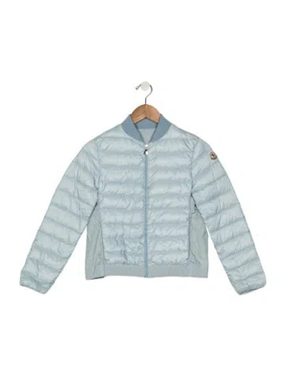 Pre-owned Moncler Kids' Girls Solid Puffer Jacket In Blue