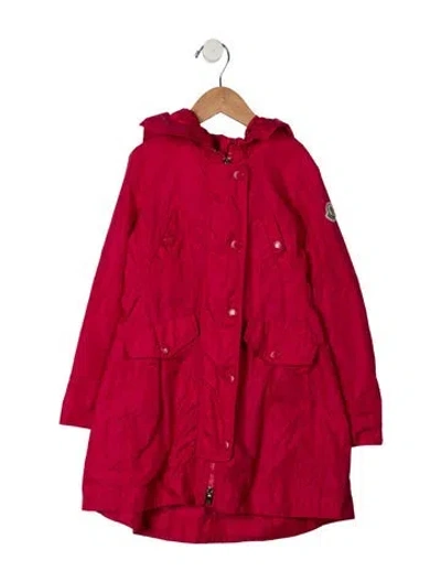 Pre-owned Moncler Kids' Girls' Solid Rain Jacket In Pink