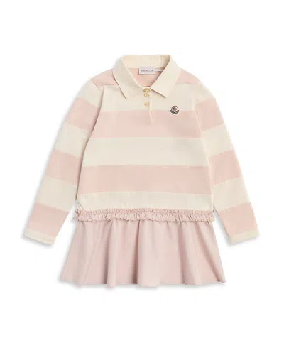 Moncler Girls' Striped Collared Dress - Little Kid In Neutral