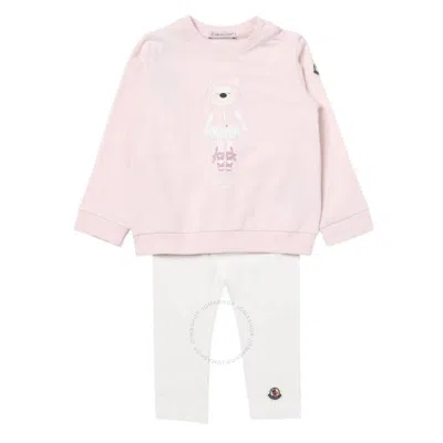 Moncler Kids'  Girls Teddy Bear Motif 2-piece Tracksuit In Pink