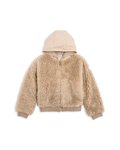 Moncler Girls' Teddy Zip Up Hoodie - Big Kid In Brown