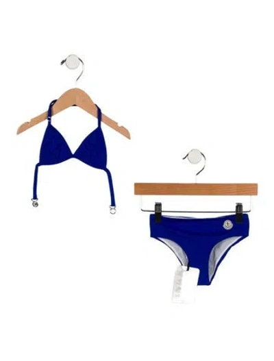 Pre-owned Moncler Babies' Girls' Two Piece Swimsuit W/tags In Blue