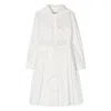 Moncler Girls White Cotton Poplin Long-sleeve Shirt Dress In White