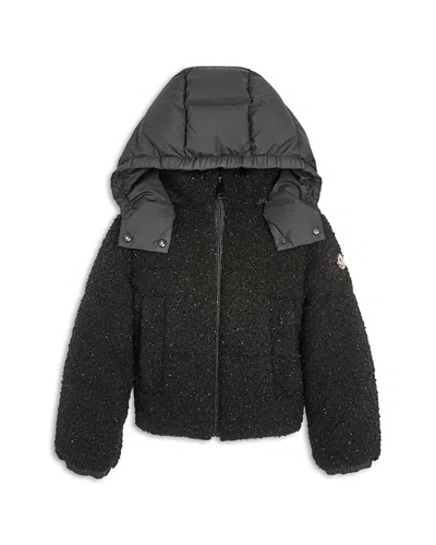 Moncler Girls' Zambaga Teddy Hooded Jacket - Little Kid In Black